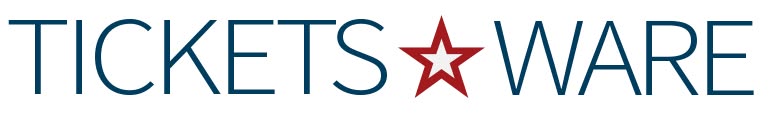 The original ticketsware wordmark: TICKETS WARE in navy, separated by a red star